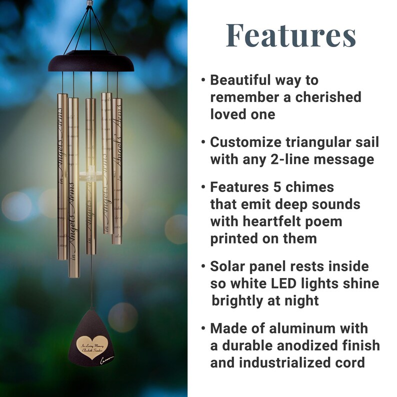 Personalized Wind Chime - Memorial - in Memory - Sympathy - Condolences ...