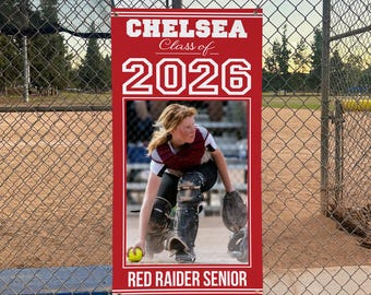 Personalized Vertical Graduation Photo Banner - Senior Day Banner -  Sport Field Banner - Class of 2026 - 4 Sizes - 7 Colors Available