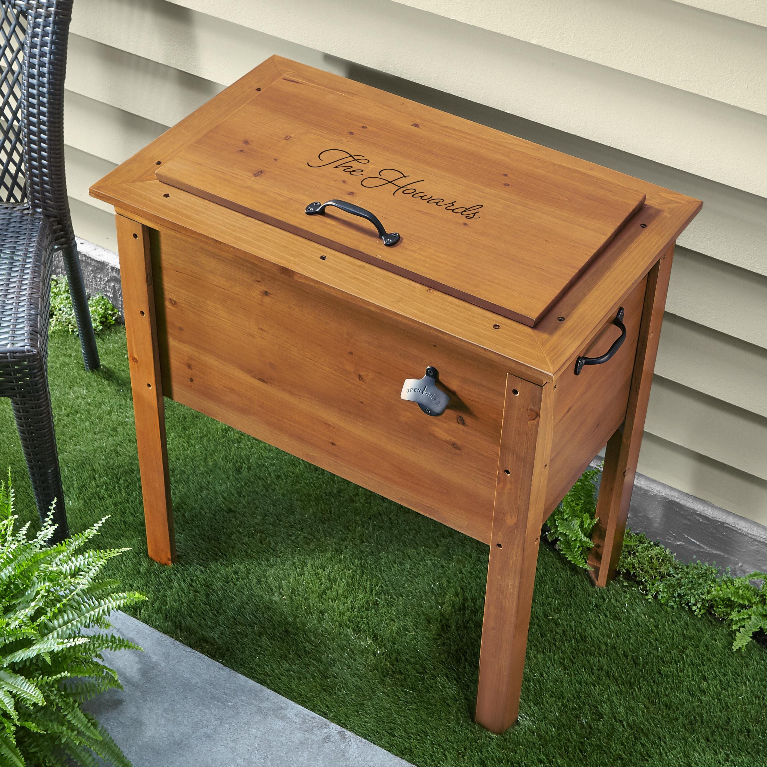 Personalized Outdoor Cooler - Wooden Beverage Tub - Outdoor Entertaining - Housewarming Gift - Includes Bottle Opener - 9 Designs Available