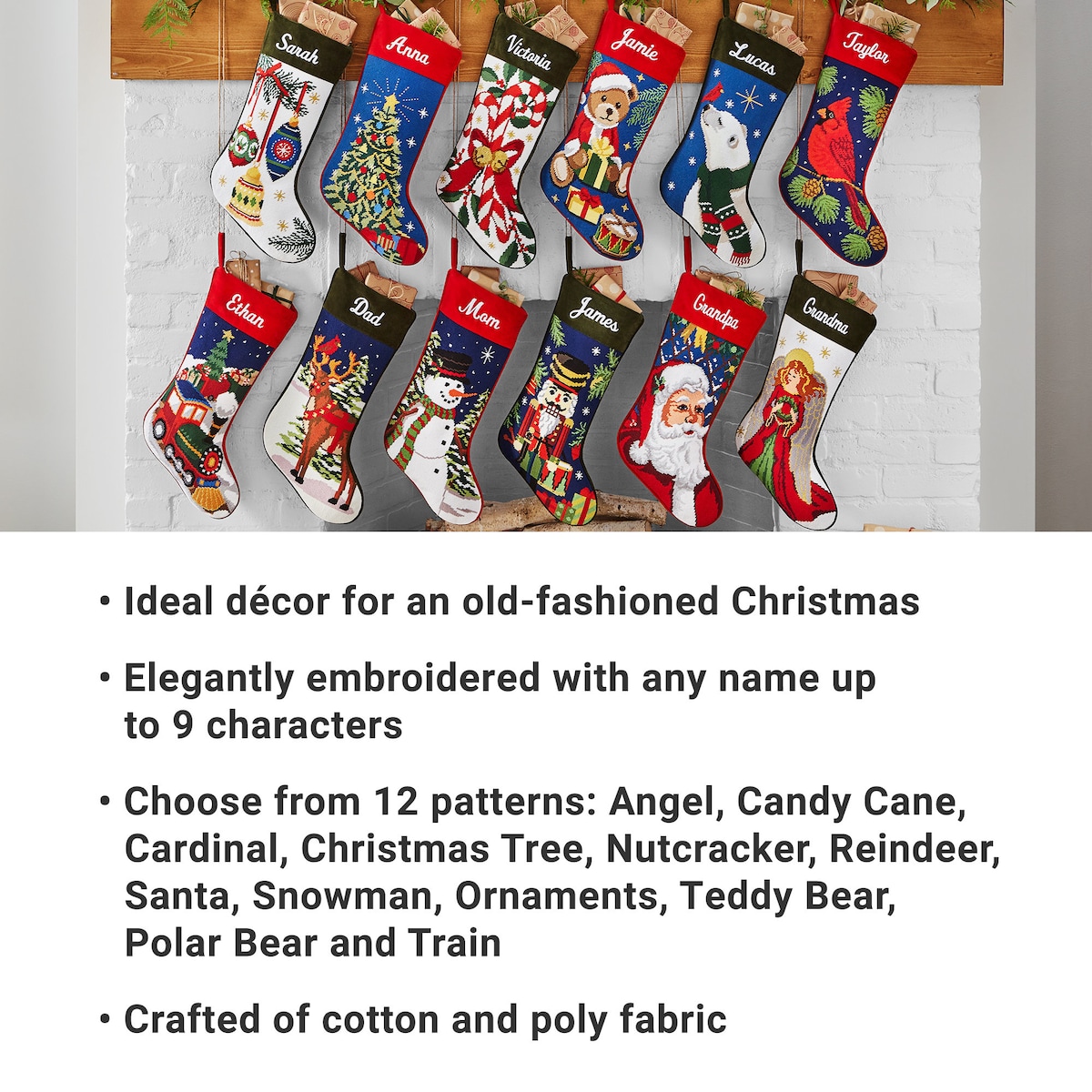 Personalized Needlepoint Stocking - Family Stockings - Old-fashioned Christmas Décor - Embroidered Name - 12 Designs Available - Etsy