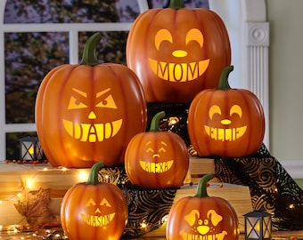 Personalized Light-Up Design Your Own Pumpkin - Halloween Décor- Indoor/Outdoor Fall Décor - Available in 3 Sizes - Choose From 10 Designs