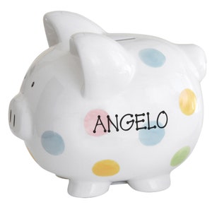Personalized Polka Dot Piggy Bank - Ceramic Piggy Bank - Kids Piggy Bank - Savings Bank image 3