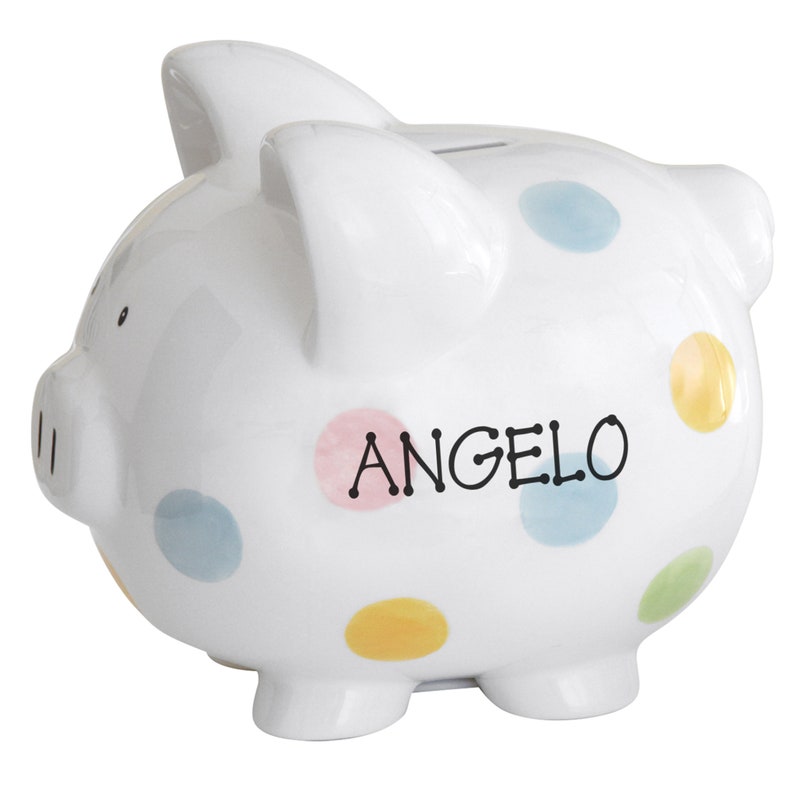 Personalized Polka Dot Piggy Bank - Ceramic Piggy Bank - Kids Piggy Bank - Savings Bank image 3