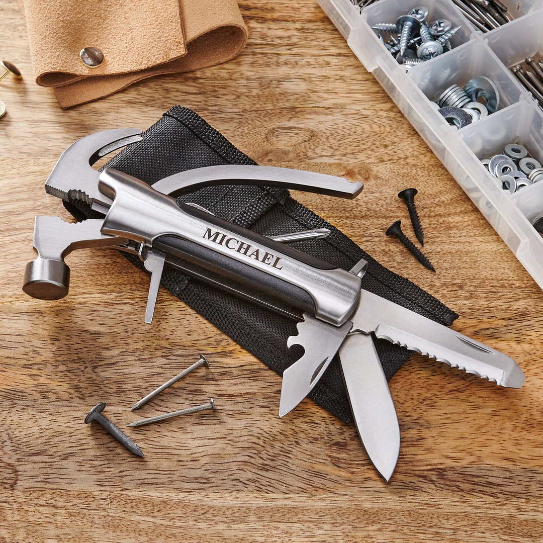 Personalized Hammer Multi Tool Set 10 in 1 Emergency Tool Kit Father's Day Gift Idea for the