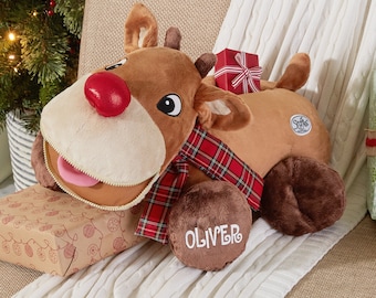 Personalized Rudolph The Red-Nosed Reindeer Stuffies - Plush Toy For Kids - Stuffed Animal With Pockets