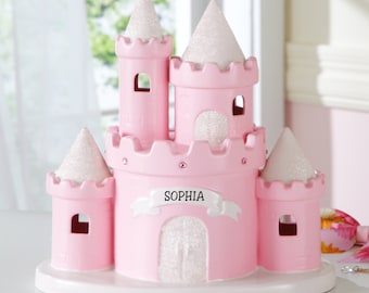 Personalized Pink Princess Castle Piggy Bank - Personalized Gift For Girls - Practical Birthday Gift For Granddaughters