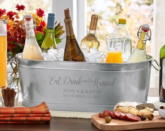 Personalized Eat, Drink and Be Married Beverage Tub - For Wedding - For Bridal Shower - Outdoor Wedding - Available With or Without Stand