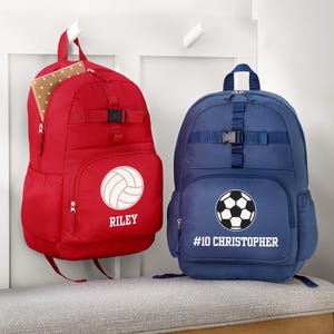 Personalized Kids Backpack - Backpack For Sports Athlete - School Bag - Backpack Only or Set W/Lunchbox - Choose From 5 Designs and 4 Colors