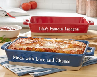 Personalized Ceramic Lasagna Baking Dish - Stoneware Dish - Mother's Day - For Mom -For the Pasta Lover -The Foodie -Available In 3 Colors