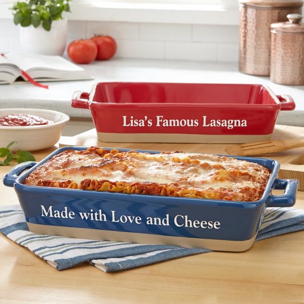 Personalized Ceramic Lasagna Baking Dish - Stoneware Dish - Mother's Day - For Mom -For the Pasta Lover -The Foodie -Available In 3 Colors