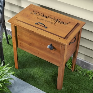 Personalized Outdoor Cooler - Wooden Beverage Tub - For Weddings - For Parties - For Entertaining - For Newlyweds - Includes Bottle Opener