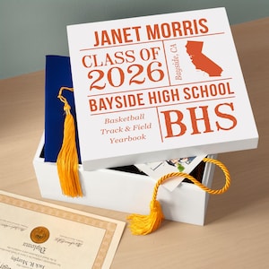 Personalized Keepsake Box - For Graduation - Class of 2026 - Custom Graduate Memento Box - All About The Graduate - Available In 7 Colors