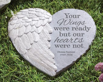Personalized Memorial Garden Stone - Wings of Love Sympathy Gift