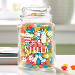 Personalized Buggy Love Glass Easter Candy Jar - For Easter Treats - Snack Jar - For Kids - Available With or Without Jelly Beans