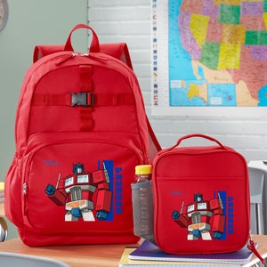 Personalized TRANSFORMERS Back to School Backpack - Kids School Bag - Book Bag or Set With Lunchbox - Choose Optimus Prime or Bumblebee