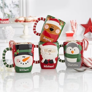 Personalized Christmas Characters Mug - Coffee Mug – Holiday Décor - Stocking Stuffer - 4 Designs - Customize For Him, For Her, For Family