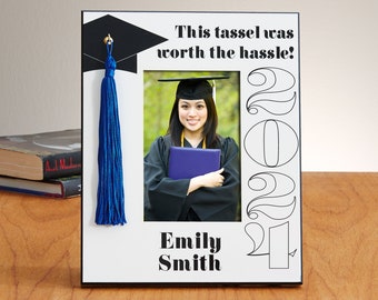 Personalized Graduation Picture Frame - Tassel Frame - For the Graduate - Class of 2024 - Graduation Gift - This Tassel Was Worth The Hassle