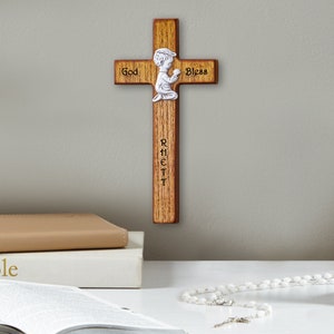 Personalized Children's Wooden Cross - Keepsake Cross - Baptism Gift for Boys or Girls, New Born Baby, For Christening, First Communion