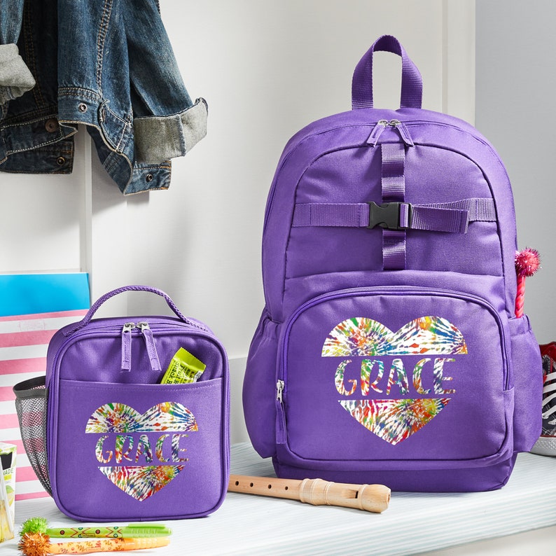 Personalized Tie Dye Heart Backpack - Back to School - Kids School Bag ...