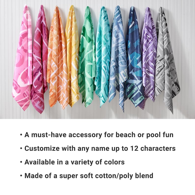 Personalized Signature Style Beach Towel-Customized Towel-For the Beach Lover-For the Pool Lover- Choose From 18 Colors-Available in 2 Sizes image 2