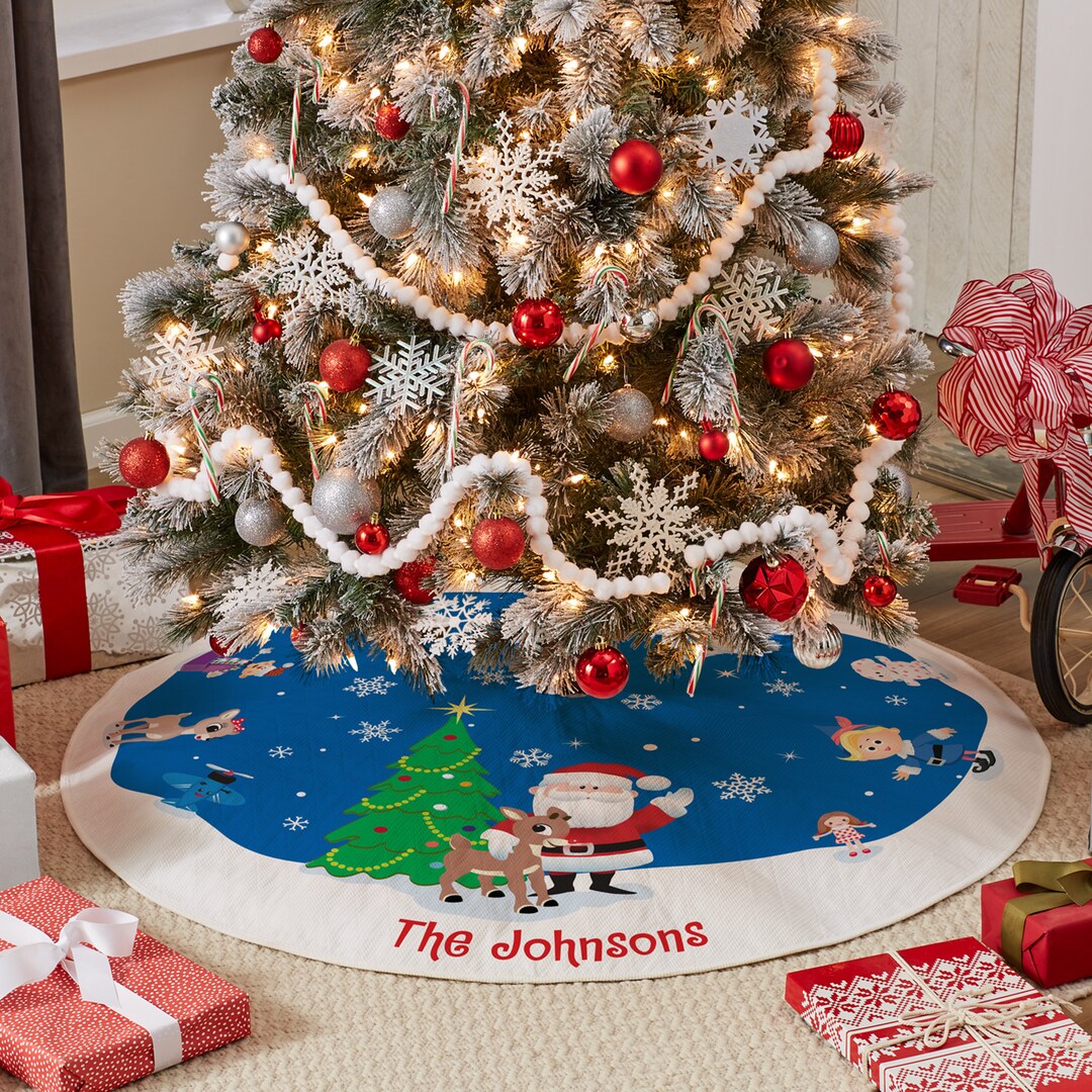 Rudding Christmas Personalized Rudolph® Winter Fun Christmas Tree Skirt - Holiday Décor ...