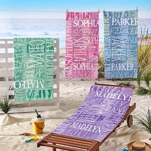 Personalized Signature Style Beach Towel-Customized Towel-For the Beach Lover-For the Pool Lover- Choose From 18 Colors-Available in 2 Sizes