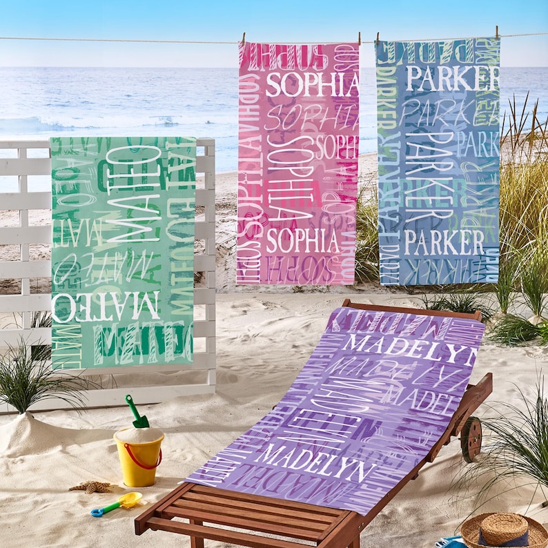 Personalized Signature Style Beach Towel-Customized Towel-For the Beach Lover-For the Pool Lover- Choose From 18 Colors-Available in 2 Sizes image 1