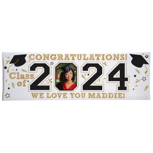 Personalized Graduation Banner Graduation Party Decorations Congratulations Photo Banner Class of 2024 Available in 6', 8' or 10' image 5