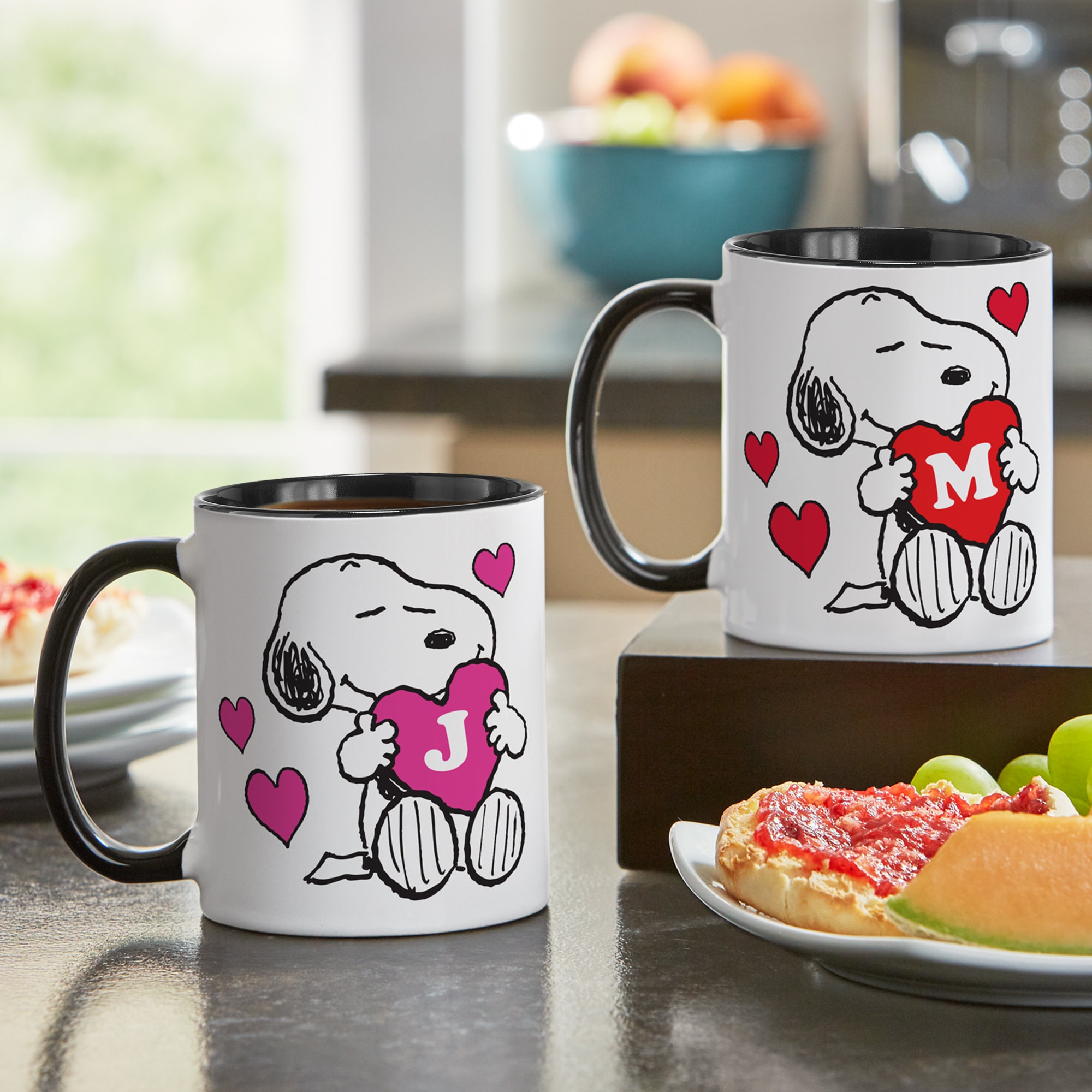 Peanuts Snoopy Mug Porcelain Mug Soup Cup 1PC or 2PC Gift Set 410ml / 14 Oz  Inspired by You.