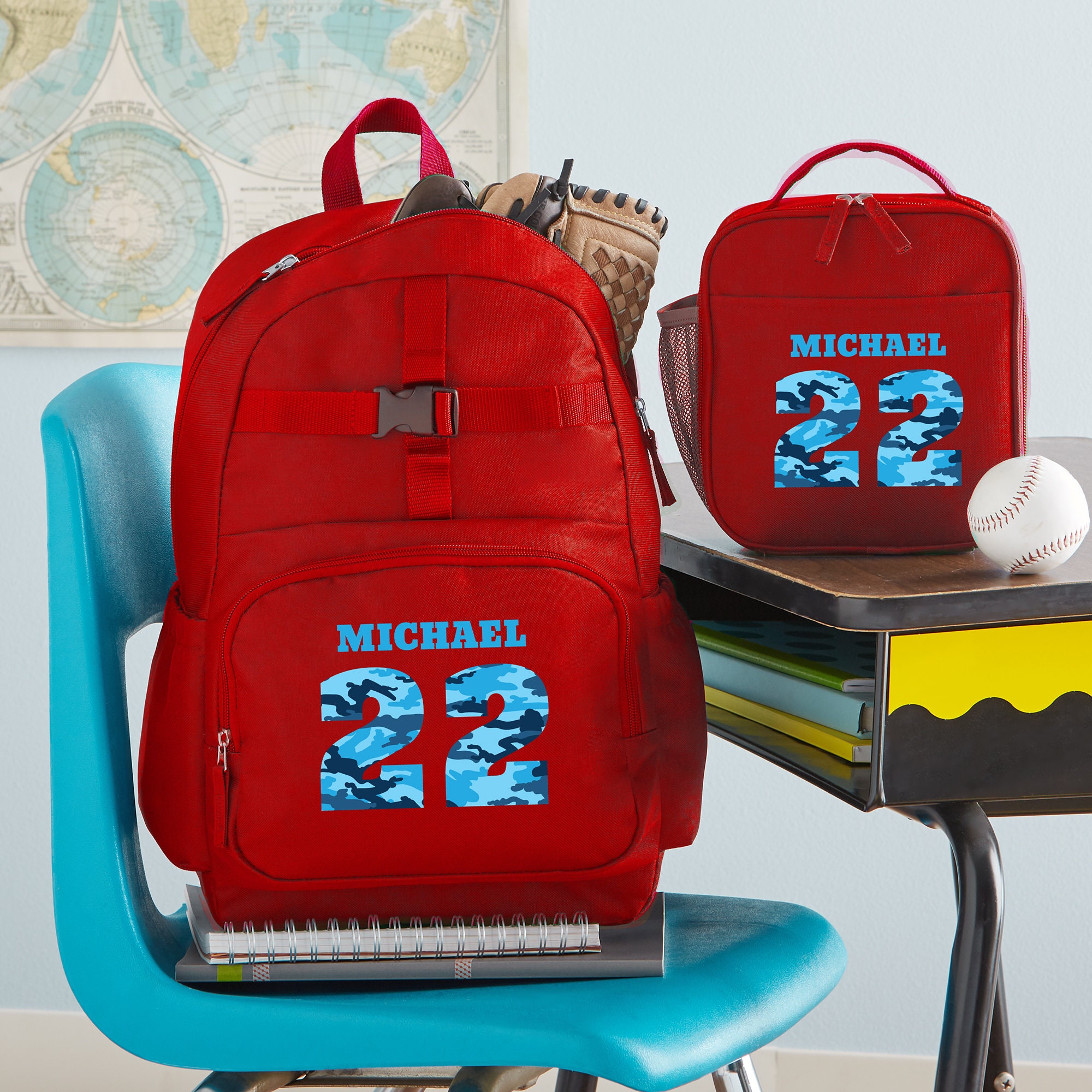 Personalized Your Own Name Red Backpack - Back to School - Kids School Bag - Book Bag Only Or Set With Lunchbox - Choose From 4 Designs