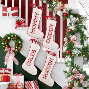 Personalized Christmas Stocking–Stockings for Family–19”L–Candy Cane Name-Traditional Holiday Décor-Christmas Décor