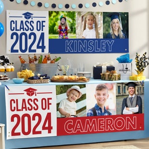 Personalized Graduation Banner-Custom Graduation Party Decorations-Class of 2024 - Indoor/Outdoor-Choose from 3 Sizes-Available in 7 Colors