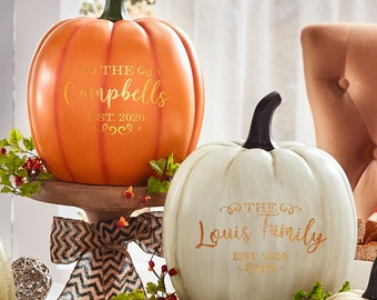 Personalized Light Up Family Name Pumpkin -  Fall Décor - Halloween Décor - Name & Est Year - Available in 2 Sizes - Choose From 4 Colors