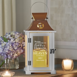 Personalized Memorial Lantern - Heaven in Our Home - Condolences - Sympathy - LED Candle Lantern