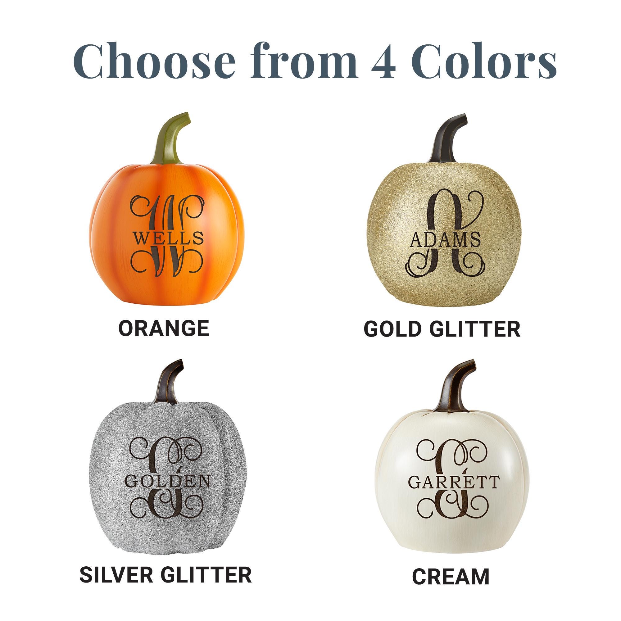 Personalized Light Up Family Name & Initial Pumpkin - Halloween Décor - Fall Décor - Available In 3 Sizes - Choose From 4 Colors