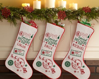 Personalized Special Delivery Christmas Stocking - Holiday  Décor - Customize Christmas - 19" Long