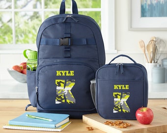 Personalized Your Own Name Navy Backpack - Back to School - Kids School Bag - Book Bag Only Or Set With Lunchbox - Choose From 4 Designs