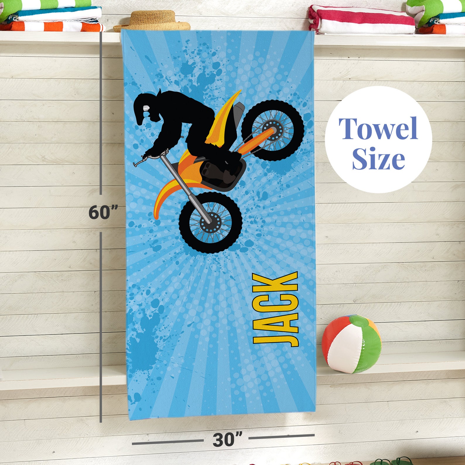 Personalized Beach Towel - "Let's Make Memories" Custom Soccer Design, 30"x60", 50/50 Cotton Polyester - View #5