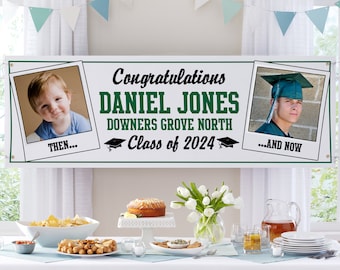 Personalized Graduation Photo Banner-Class of 2024-Graduation Party Décor-Choose from 6 Ft., 8 Ft. Or 10 Ft. Banner - Available in 7 Colors