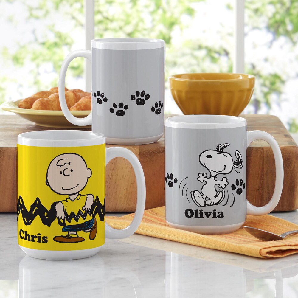 Personalized Character Mug - Charlie Brown Mug - Snoopy Mug - 15Oz Mug - Peanuts Coffee Mug - Choose Charlie Brown™ Or Snoopy™ Bespoketshirt Collections