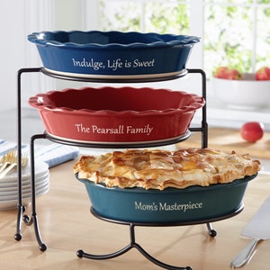 Personalized Ceramic Stoneware Pie Baking Dish - Personalized Gift For Mom, Grandma, The Baker, For Mother's Day - Available In 3 Colors