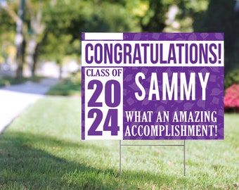 Personalized Congratulations Graduate 1-Sided Yard Sign - Class of 2024 - Plastic Yard Sign - Available In 7 Colors