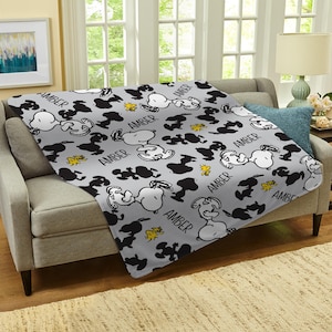 Personalized Peanuts All Over Snoopy Pattern Plush Blanket - 50x60 - Snoopy Blanket - Snoopy and Woodstock - Available in 4 Colors