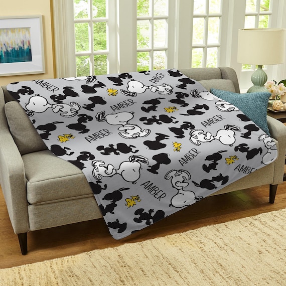 Personalized Peanuts All Over Snoopy Pattern Plush Blanket - 50x60 - Snoopy Blanket - Snoopy and Woodstock - Available in 4 Colors