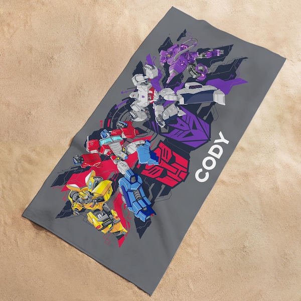 Personalized Transformers Beach Towel - Transformer Pool Towel - Battle Ready - For The Beach Lover - For The Swimmer - Available in 2 Sizes