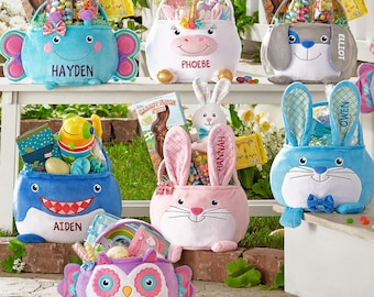 Personalized Easter Basket For Kids - Plush Easter Basket - Choose From 7 Characters - Available With or Without Jelly Bean Bundle