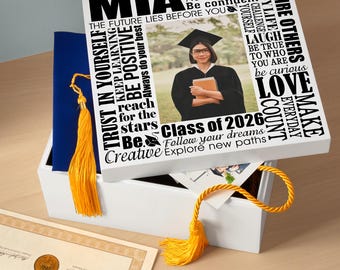 Personalized Keepsake Box- For Graduation - Class of 2026 - Graduate Memento Box - Available in 7 Colors
