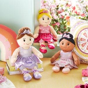 Personalized Ballerina Rag Dolls - Ages 3+ Soft Doll For Kids - Plush Doll - Choose From 3 Hair Color Options