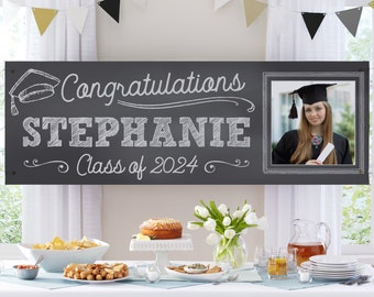 Personalized Graduation Banner - Graduation Party Decorations - Congratulations Photo Banner - Class of 2024 - Available in 6', 8' or 10'