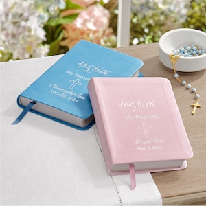 Personalized Baptism Bible – Religious Gift for Faith Milestone – KJV Bible - Keepsake For Baby - Children's Bible - Choose Pink Or Blue